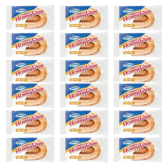 (18 Pack) Hostess Jumbo Glazed Honey Buns, 1 Count Bags