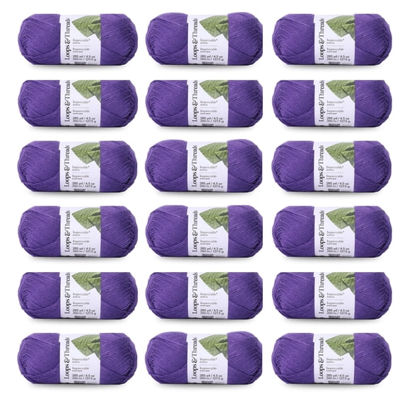 Loops & Threads Impeccable Solid Yarn, 18 Pack