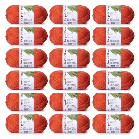 Loops & Threads Impeccable Solid Yarn, 18 Pack