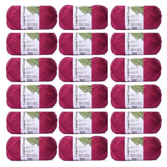Loops & Threads Impeccable Solid Yarn, 18 Pack