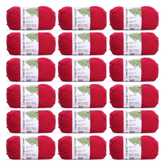 Loops & Threads Impeccable Solid Yarn, 18 Pack