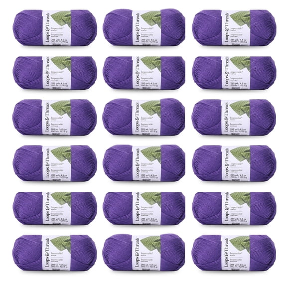 Loops & Threads Impeccable Solid Yarn, 18 Pack