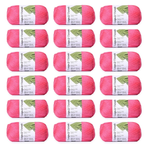 Loops & Threads Impeccable Solid Yarn, 18 Pack