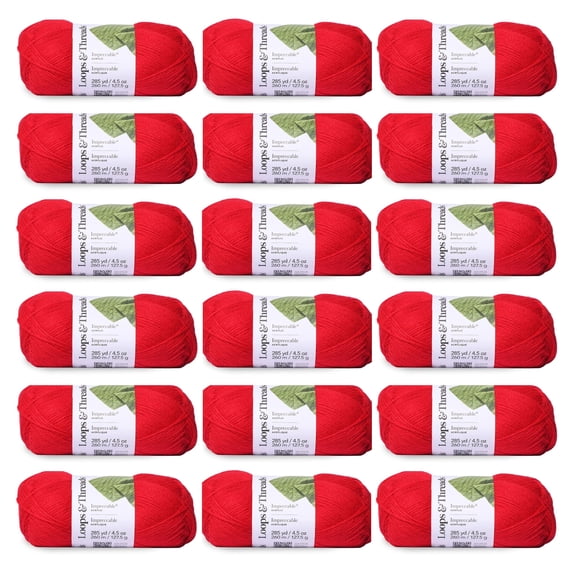 Loops & Threads Impeccable Solid Yarn, 18 Pack