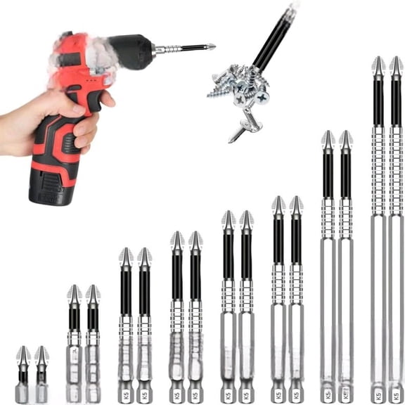 18-Pack K5 Impact Resistant Non Slip Bit, High Magnetic Screwdriver Drill Bit Set, Alloy Steel Anti-Slip Electric Screwdriver Bit Set for Impact Drivers (9pcs*2)