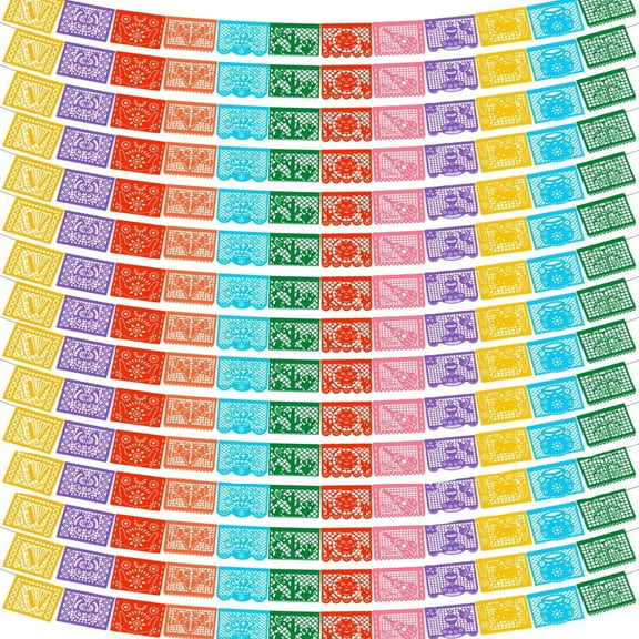 18 Pack Mexican Banner - 396FT(22FT*18) Papel Picado Banners - Fiesta Party Supplies for Cinco de Mayo Party Decor