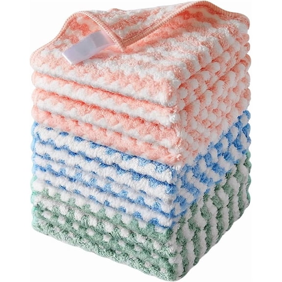 18 Pack Microfiber Cleaning Cloth, Kitchen Towels for Dish Drying Washing, Absorbent Streak Free Lint Free Rags for Cleaning, Reusable and Washable Towels - 10" x 10"