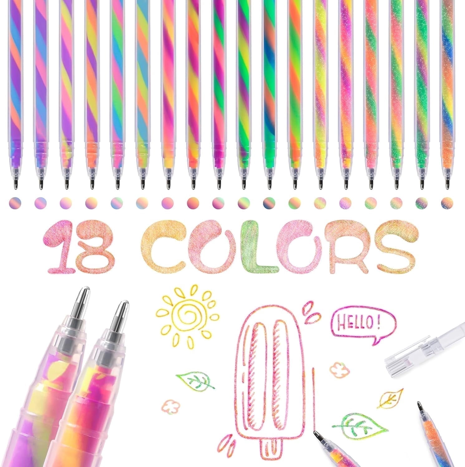 18 Pack Mixing of 3 Colors Magic Gel Pens Rainbow Pens Color Changing ...