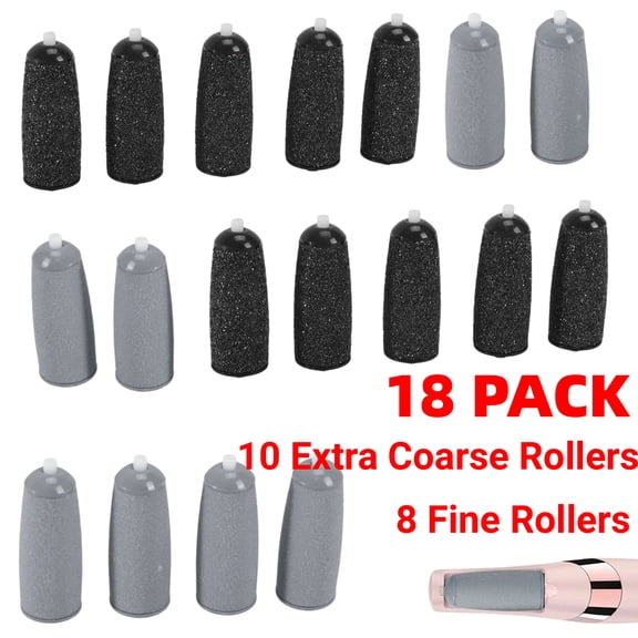 18 Pack Pedicures Replacement Heads for Flawless Pedi - Extra Coarse & Fine Rollers Attachment Set Compatible with Finish Touch Flawless Pedi Electronic Tool File
