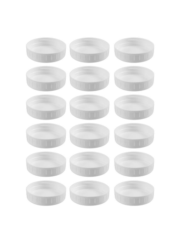 18 Pack Plastic Regular Mouth Jar Lids For Ball, Kerr And More - Food Grade White Plastic Storage