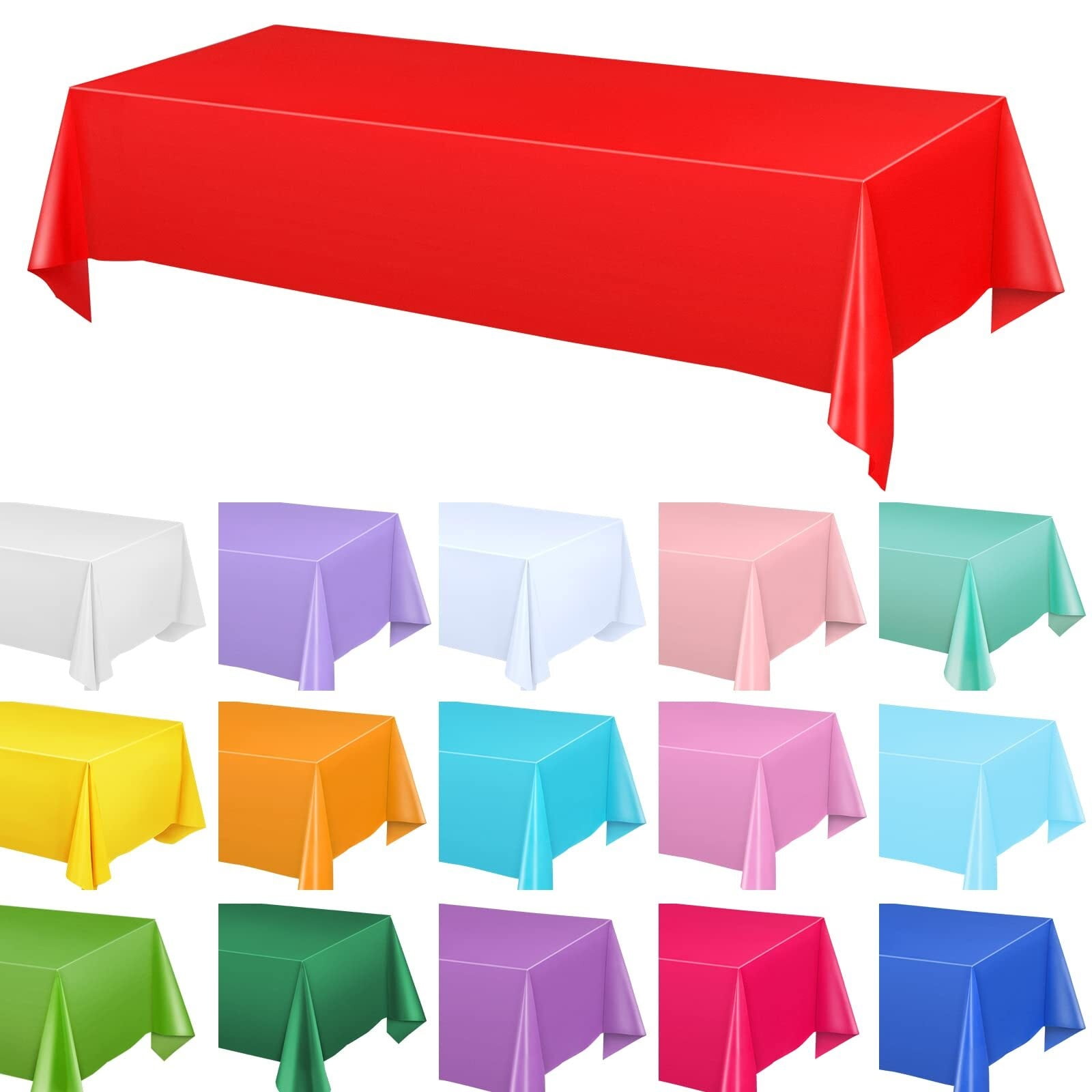 18 Pack Plastic Tablecloths Bulk 54 x 108 Inch Disposable Rectangle ...