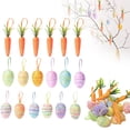thumbnail image 1 of 18-Pack Premium Vibrant Easter Ornaments Set - 12 Glitter Eggs & 6 Artificial Mini Carrots for Tree Hanging Decorations, Easter Basket Party Favors Supplies (G), 1 of 9