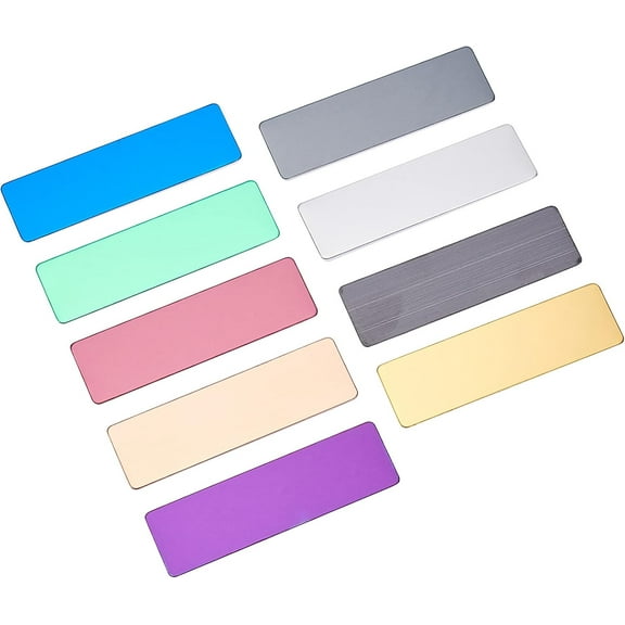 18 Pack Rectangle Blank Name Tag Badge Blanks 2.8x0.8inch Identification Badges with Round Corners 9 Colors with 18 Pack White Safety Pin DIY