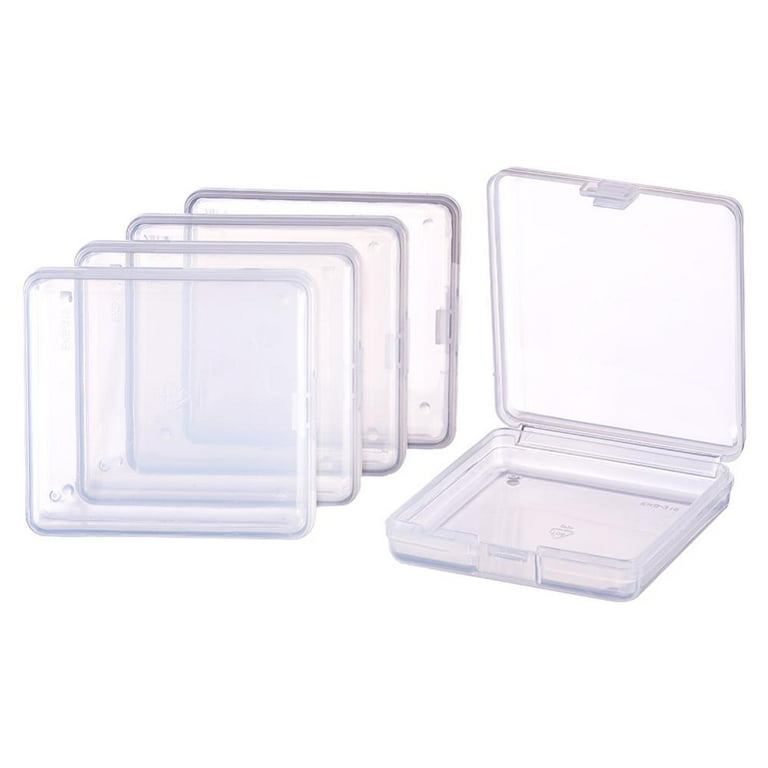 Fule 5 Pcs Clear Plastic Storage Containers Small Rectangle Bead Storage Box  Case with Hinged Lid for ID Card, Business Card, Jewelry, Pills, and Other  Small Items 