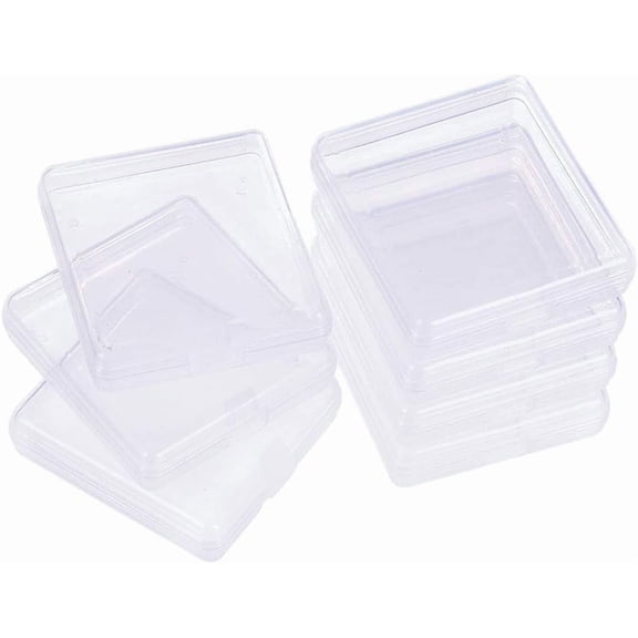 18 Pack Rectangle Clear Plastic Bead Storage Containers Box Drawer Organizers with lid for Items Earplugs Pills Tiny Bead Jewelry Findings - 2.16x2.36x0.7 Inches 1set