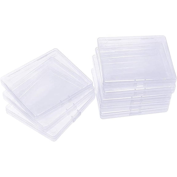 18 Pack Rectangle Clear Plastic Bead Storage Containers Box Drawer Organizers with Lid for Beads Cards and Other Craft Accessories