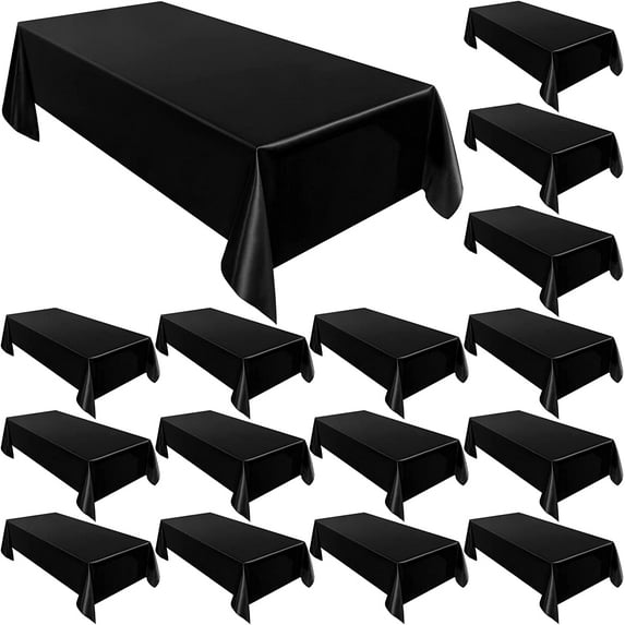 18 Pack Rectangle Tablecloths 58 x 102 Inch Table Cloth Reusable Washable Polyester Table Clothes Bulk for 6 ft Tables for Wedding, Party, Restaurant (Black)