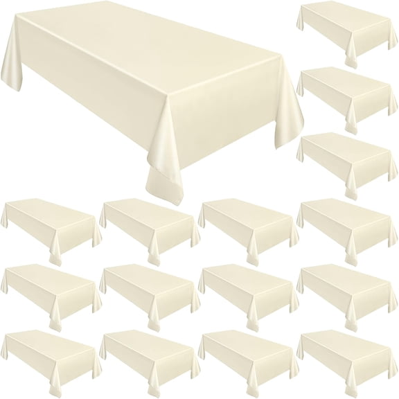 18 Pack Rectangle Tablecloths 58 x 102 Inch Table Cloth Reusable Washable Polyester Table Clothes Bulk for 6 ft Tables for Wedding, Party, Restaurant (Ivory White)