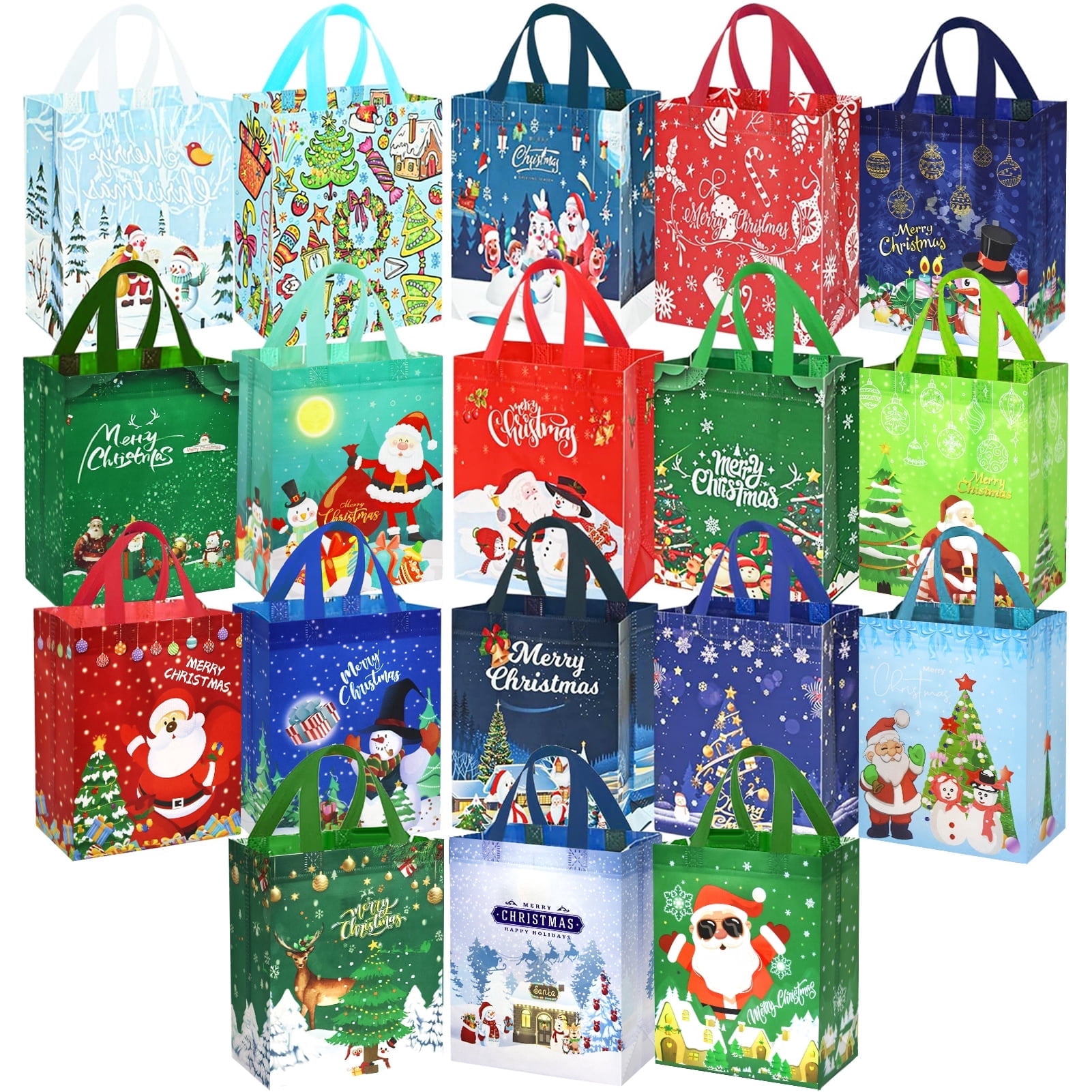 18 Pack Reusable Christmas Gift Bags with Handles Christmas Tote Bags — free download