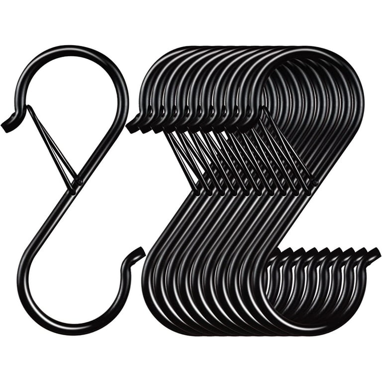 18 Pack S Hooks for Hanging, 3.5 Inch Heavy Duty Black S Hooks with Safety  Buckle Design, S Shaped Hooks for Pot Rack, Closet Rod, Hanging Clothes
