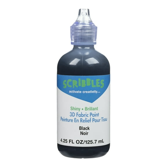 18 Pack: Scribbles Shiny Black 3D Fabric Paint