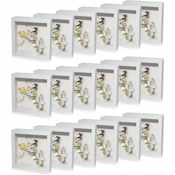 18 Pack Shadow Box Frame Display Case Shadow Box Square Picture Frame For Photos Flower Memorabilia Wedding Bouquets Father Day Graduation Gift Object Tickets Wall And Tabletop White 5 X 5 Inch