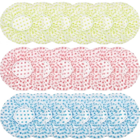 18 Pack Shower Caps for Women,Waterproof Reusable & Disposable Adjustable Bath Caps For for Shower,Spa,Salon,Housework,Home,Trave