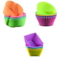 thumbnail image 1 of 18 Pack Silicone Cupcake Baking Cups Reusable Food-Grade BPA Free Non-Stick Muffin Liners Molds Sets, 3 Shapes Round Rectangle, 1 of 7