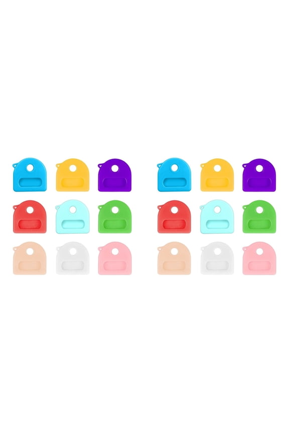 18 Pack Silicone Key Covers,Color Coded Key Caps Key Identifiers House Key Covers Caps for Standard Flat Office Keys,Anti Scratch Protective with Label Slots