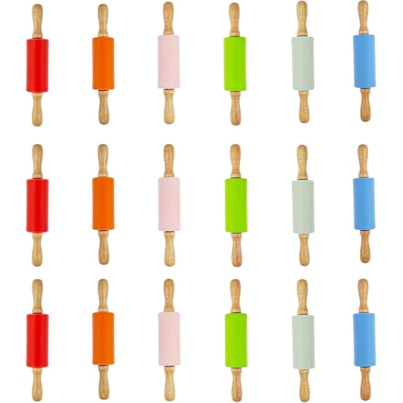 18 Pack Small Rolling Pin for Kids, 9 Inch Kids Rolling Pin for Home ...