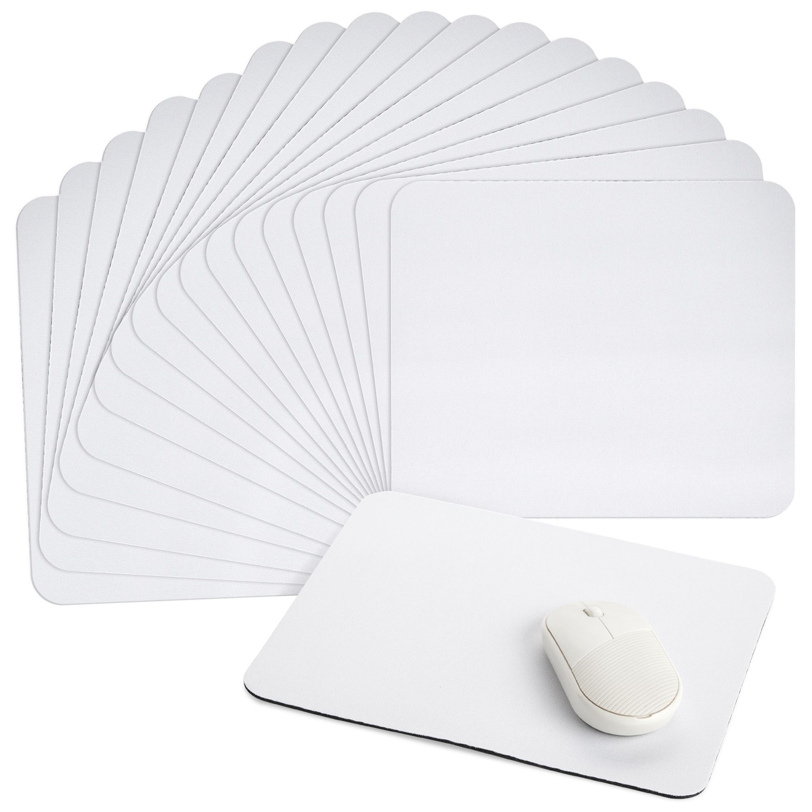 18 Pack Sublimation Mouse Pad Blanks, White Rectangular Mousepad for