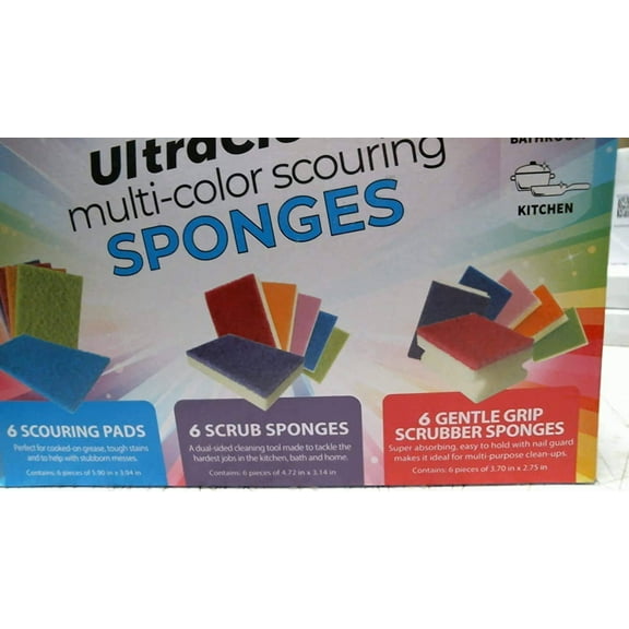 18 Pack Ultra Clean Multi-Color Scouring Sponges