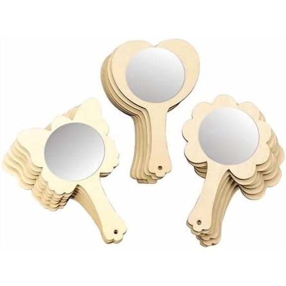 18-Pack Unfinished Wood Mirrors for Crafts 4.4x7 Inch Handheld Mirrors for DIY Crafts Project