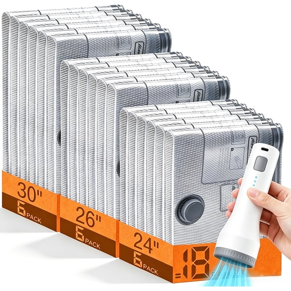 SUDILO 18 Pack Vacuum Storage Bags with 5000Pa Rechargeable Electric Pump, 3‑Sizes Wide‑Opening for Clothes Bedding Closet Travel Luggage