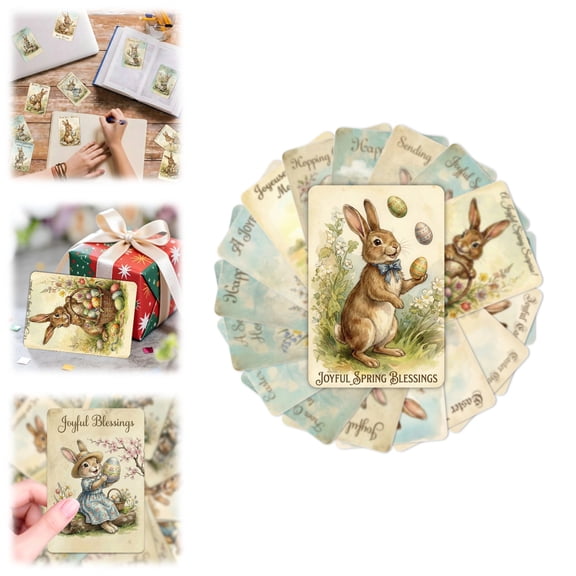 18-Pack Vintage Easter Greeting Cards with Envelopes & Stickers, Retro Bunny & Egg Designs, Blank Note Cards for Spring, Valentine’s Day, Birthdays & All Occasions