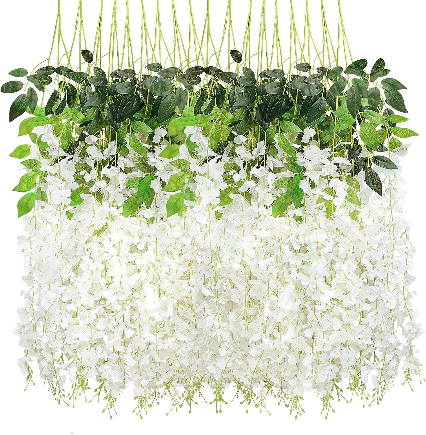 18 Pack Wisteria Hanging Flowers 3.7 Feet Artificial Flowers Fake ...