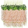 thumbnail image 1 of 18 Pack Wisteria Hanging Flowers 3.7 Feet Artificial Flowers Fake Wisteria Vine Hanging Garland Silk Flowers String for Wedding Party Home Greenery Wall Decor (White), 1 of 4