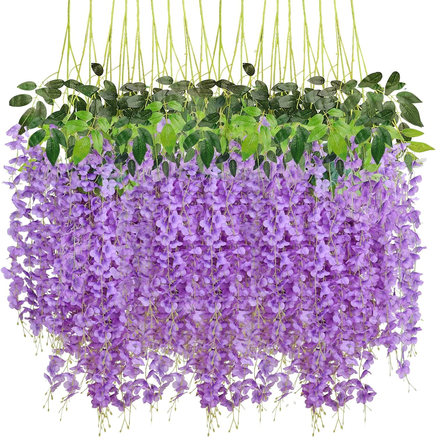 18 Pack Wisteria Hanging Flowers 3.7 Feet Artificial Flowers Fake ...