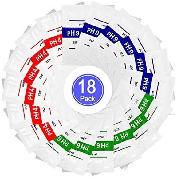 18 Pack pH Buffer Solution for pH of pH Meter, pH Calibration Solution Packets pH 6.86/4.01/9.18
