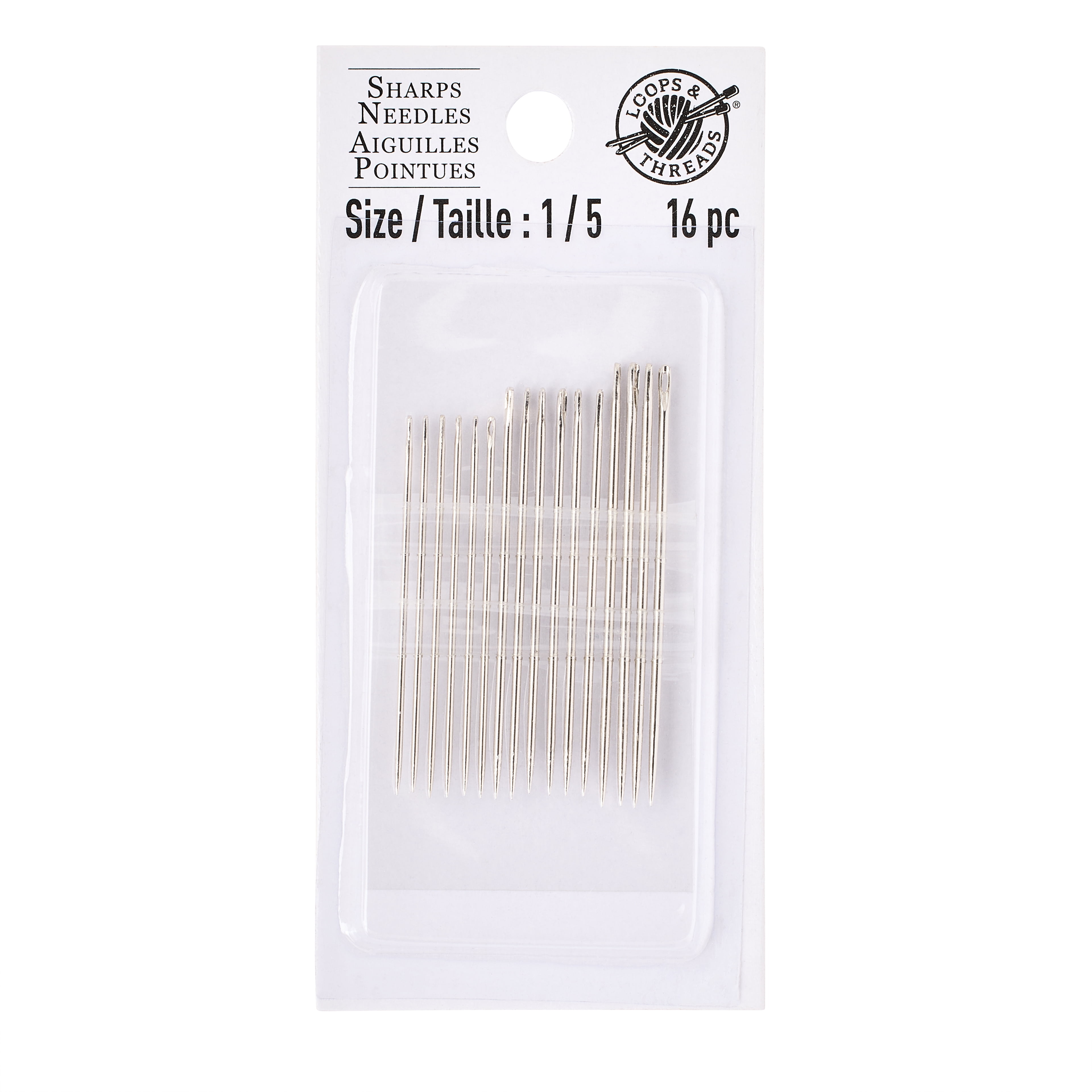 Loops & Threads 1/5 Sharps Needles, 18 Packs: 16 ct. (288 total)