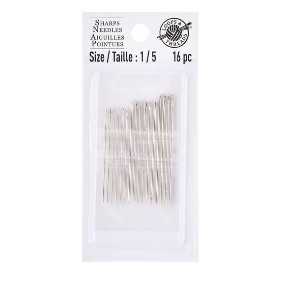 18 Packs: 16 ct. (288 total) 1/5 Sharps Needles by Loops & Threads