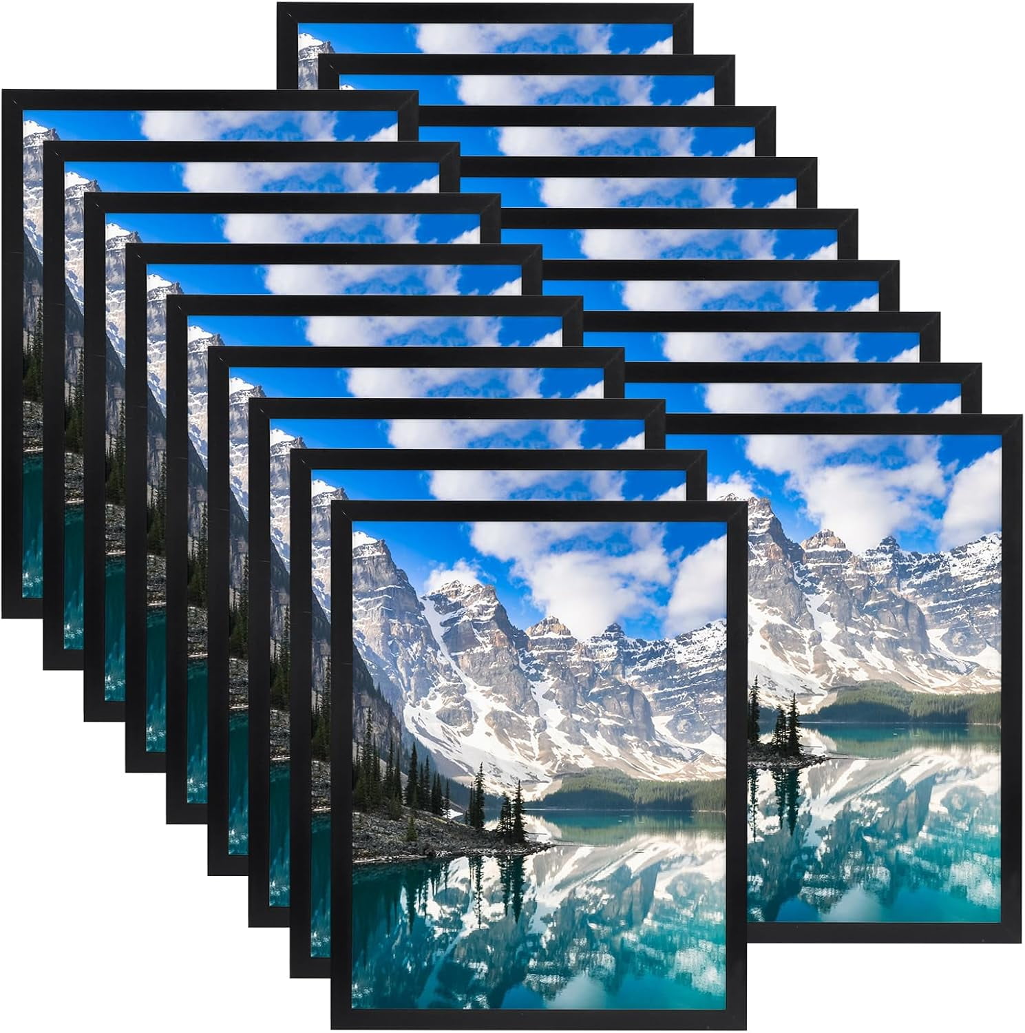 18 Packs 8.5x11 Black Multi Plastic Picture Frames Set with Plastic ...