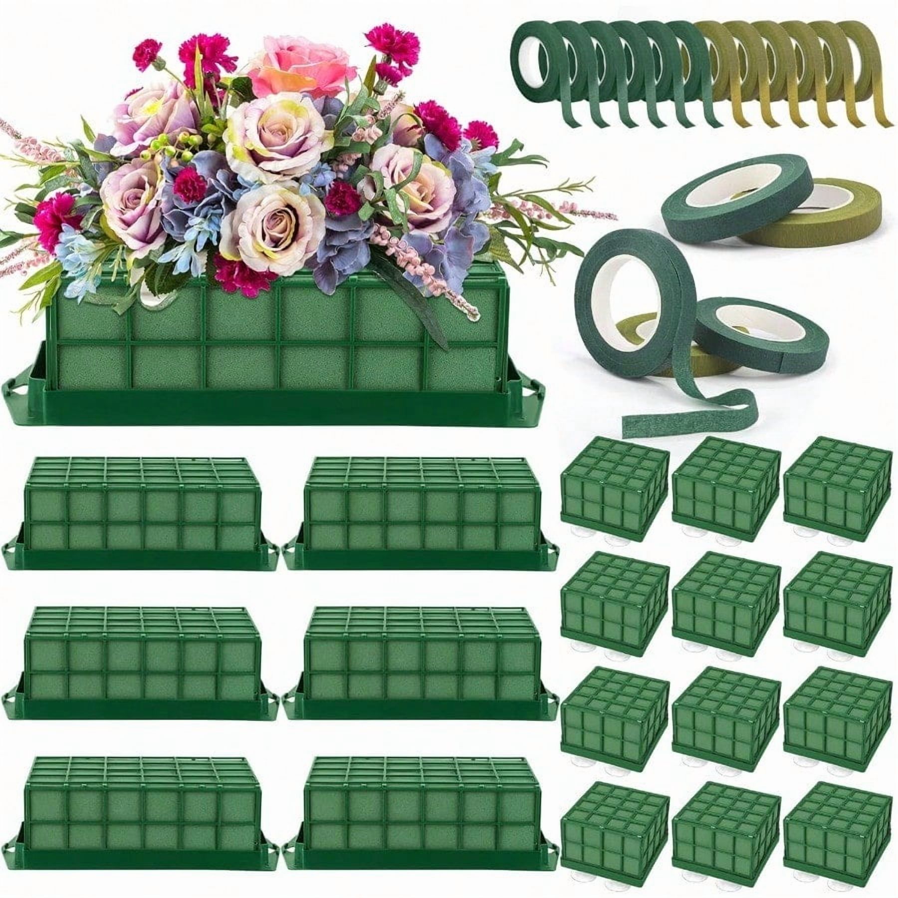 18 Packs Floral Foam Cage Rectangle And Square Flower Holder With Floral Foam Blocks Flower Cage Holders Flower Arrangements Supplies Cage For Fresh Flowers Wedding Home Garden Decorations