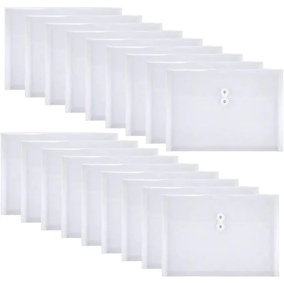 18 Packs Legal Size Plastic Filing Envelopes Clear File Folders with String Closure for Office School or Home