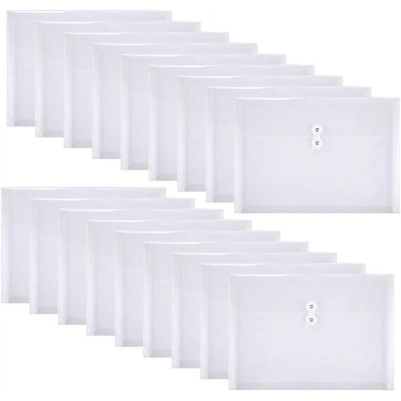 18 Packs Legal Size Plastic Filing Envelopes Clear File Folders with String Closure for Office School or Home