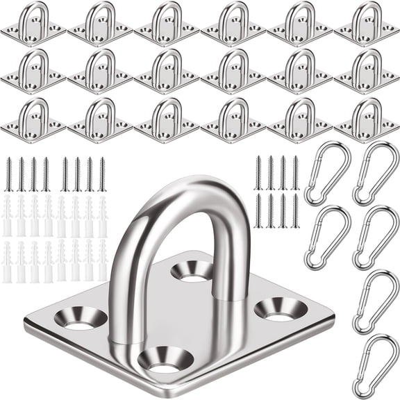 18 Pad Eye Hooks 304 Stainless Steel Heavy Duty Screw Ceiling Hardware Kit