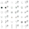 thumbnail image 1 of 18 Pairs Adults Stainless Steel Stud Earrings Set for Women Men 20G Adult Cartilage Earrings Hypoallergenic Flatback Earrings Piercing Jewelry(Silver), 1 of 6
