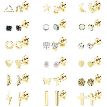 6-12 Pair Faux Pearl Stud Earrings Set – Silver Stainless Steel – Screw Back – Hypoallergenic Nickel-Free – Unbranded