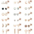 thumbnail image 1 of 18 Pairs Adults Stainless Steel Stud Earrings Set for Women Men 20G Cartilage Earrings Hypoallergenic Flatback Earrings Piercing Jewelry(Rose Gold), 1 of 5