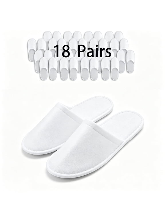 18 Pairs Disposable Slippers for Guests , Portable Individually Wrapped Hotel & Travel Slippers, Shoeless Home Slippers Bulk Sets for SPA, Hotel, Home, Travel - One Size
